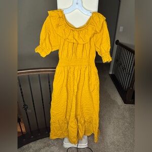 Universal Thread Collared Mustard 100% Cotton Dress Size S👗 Peasant Cottagecore